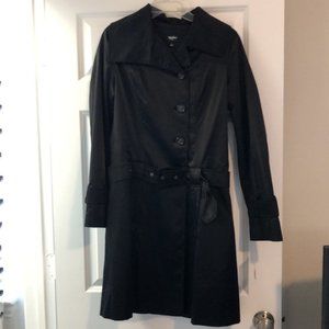 Mossimo black satin trench coat with belt